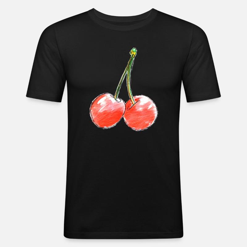 To søde kirsebær sketch - Herre Slim Fit T-Shirt - sort
