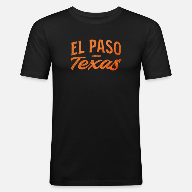 El Paso Texas Script Logo - Men's Slim Fit T-Shirt - black