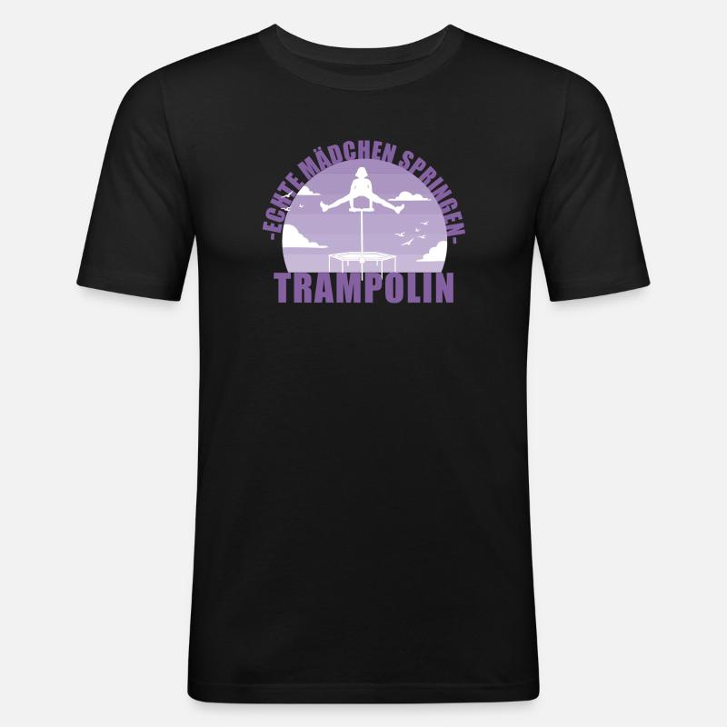 Echte Mädchen springen Trampolin Geschenk - Männer Slim Fit T-Shirt - Schwarz