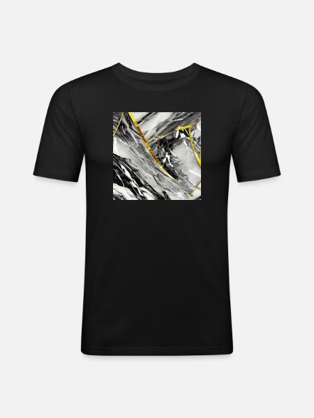Marble Black Gold Natural Stone - Men's Slim Fit T-Shirt - black