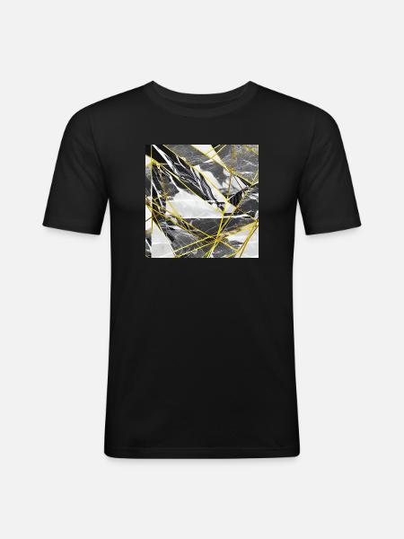 Marble Black Gold Geometric texture - Men's Slim Fit T-Shirt - black