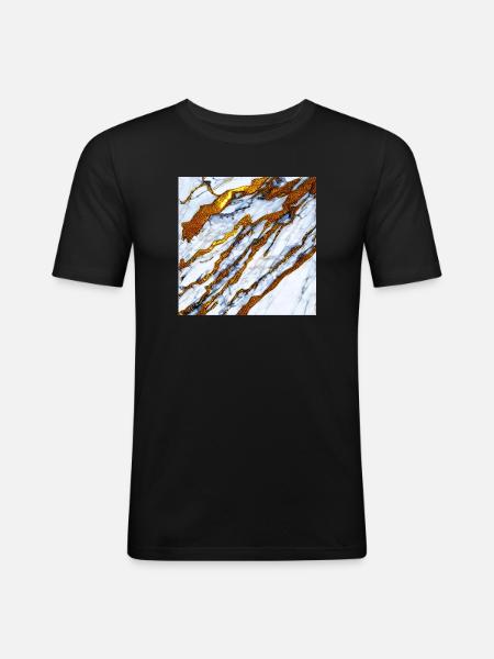 white marble meets gold - Men's Slim Fit T-Shirt - black