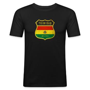 Conception des armoiries de Trinidad Bolivia - T-shirt près du corps Homme - noir - Devant - Nik (191cm)