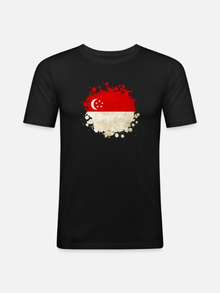 Singapore flag design - Men's Slim Fit T-Shirt - black