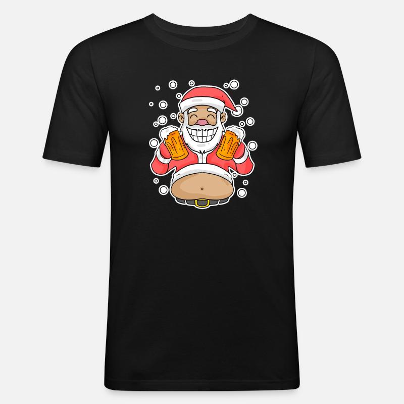 Weichmachten Bier Weihnachtsmann - Männer Slim Fit T-Shirt - Schwarz