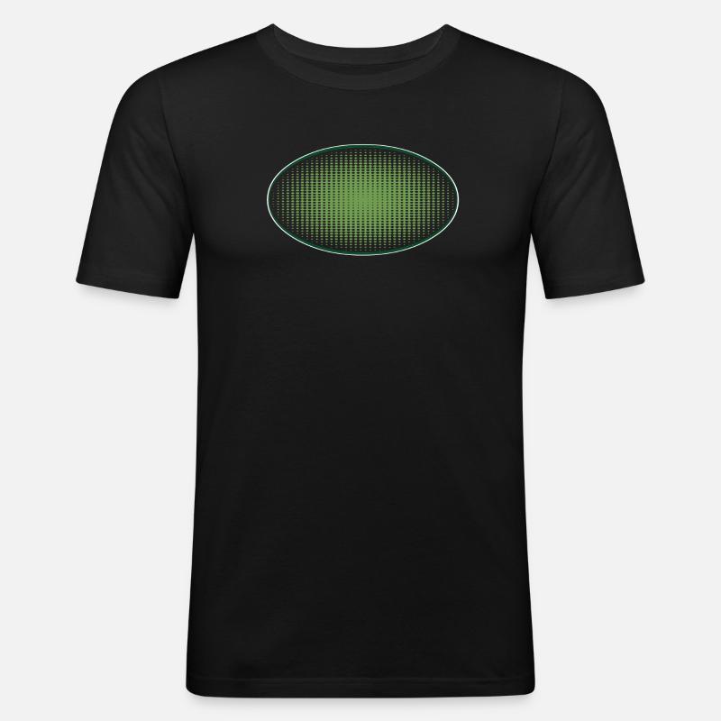 Oval grün gepunktet, mit Rahmen - Männer Slim Fit T-Shirt - Schwarz