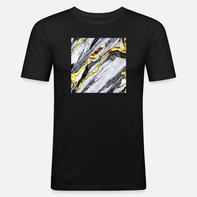 Structure en marbre or - T-shirt près du corps Homme - noir