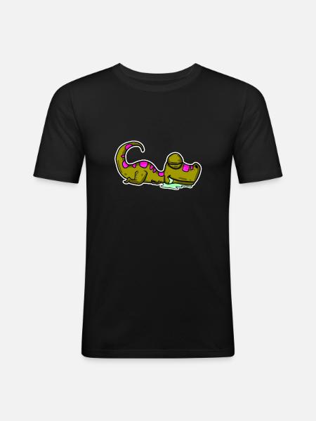 Sleeping Dino - Men's Slim Fit T-Shirt - black