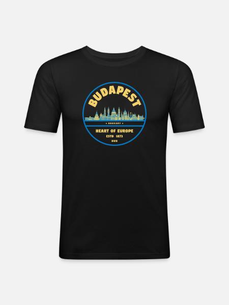 Budapest Skyline Emblem Heart of Europe - Men's Slim Fit T-Shirt - black