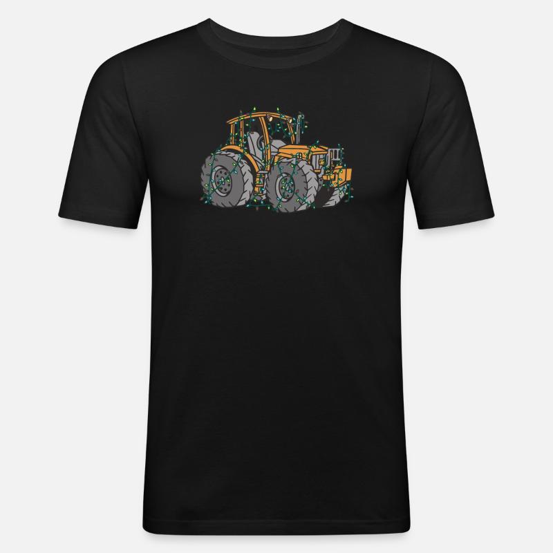 Tractor String Lights Farmer Christmas Gift - Men's Slim Fit T-Shirt - black