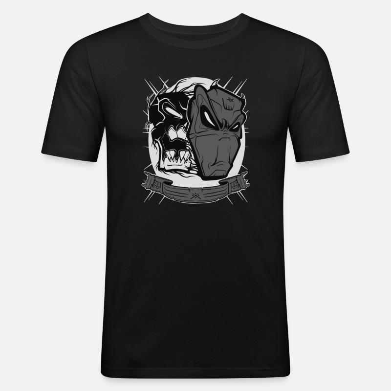 Devil mask - Männer Slim Fit T-Shirt - Schwarz