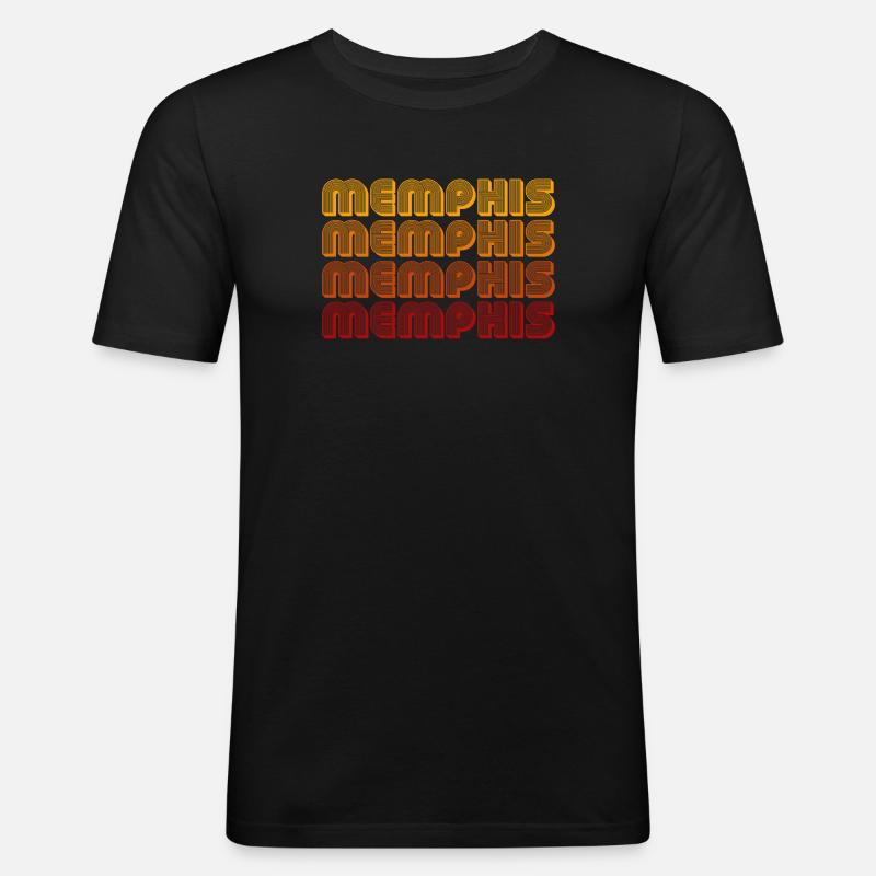 Memphis Gradient Block Pattern - Männer Slim Fit T-Shirt - Schwarz