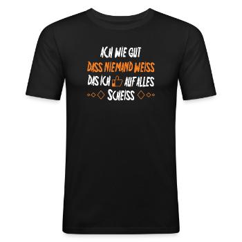 Ach wie gut das niemand weiss - Männer Slim Fit T-Shirt - Schwarz - Vorne - Nik (191cm)