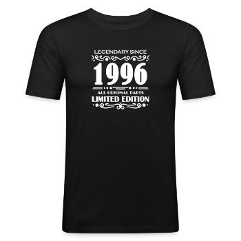 1996 - Bouwjaar 1996 - Geboren 1996 - Mannen slim fit T-shirt - zwart - Voor - Nik (191cm)