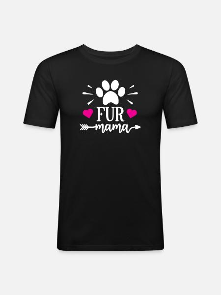 Maman à fourrure - T-shirt près du corps Homme - noir