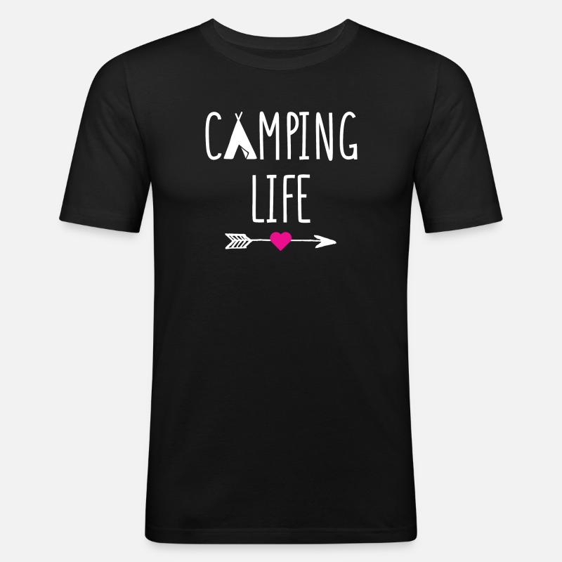 Campingleben - Männer Slim Fit T-Shirt - Schwarz