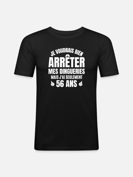 anniversaire 56 ans, anniversaire - T-shirt près du corps Homme - noir