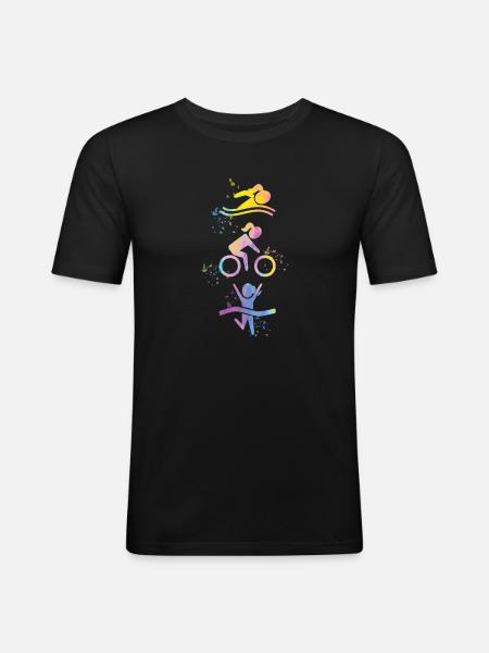 Aquarelle Triathlon Femmes - T-shirt près du corps Homme - noir