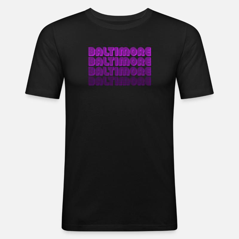 Baltimore Neon Raster - Männer Slim Fit T-Shirt - Schwarz