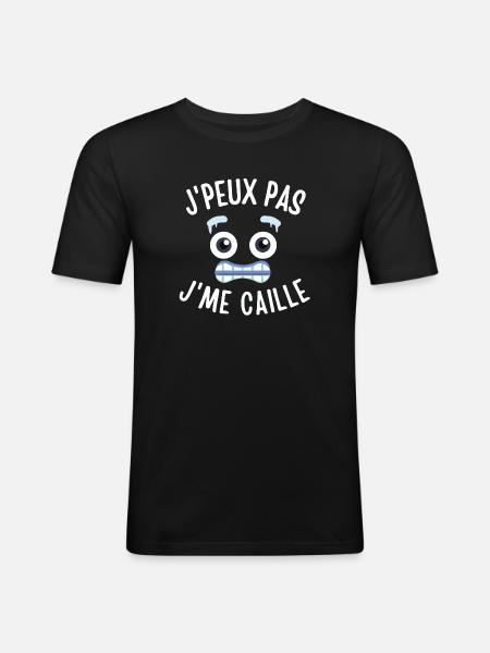 froid, j'ai froid, hiver - T-shirt près du corps Homme - noir