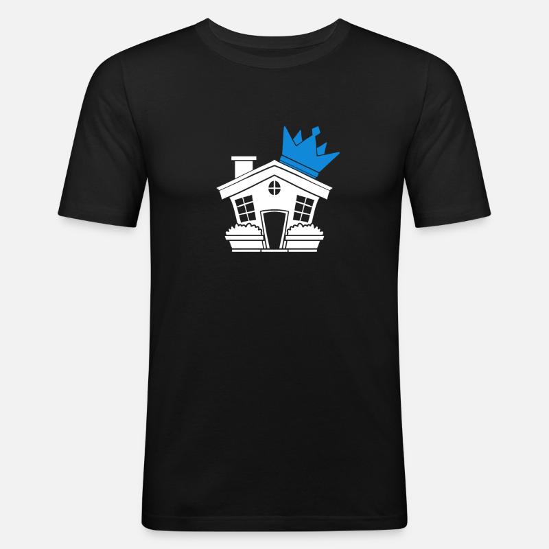 Haus Dach - Männer Slim Fit T-Shirt - Schwarz