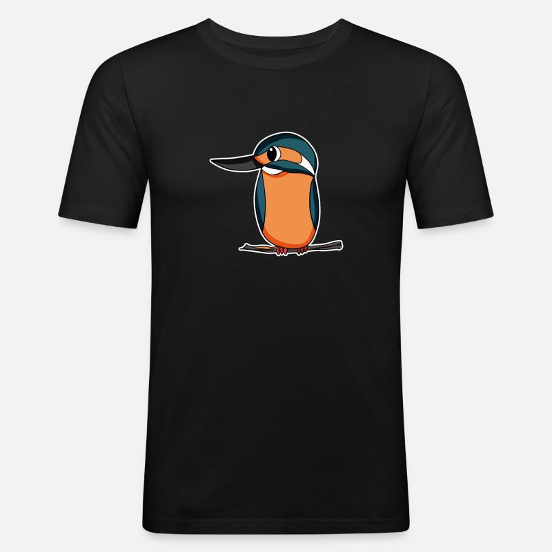 Eisvogel Blauer Vogel - Männer Slim Fit T-Shirt - Schwarz