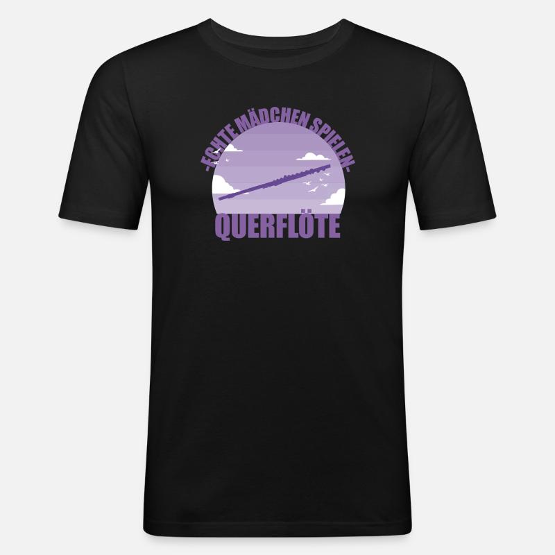 Querflöte Musikerin Instrument Mädchen Geschenk - Männer Slim Fit T-Shirt - Schwarz