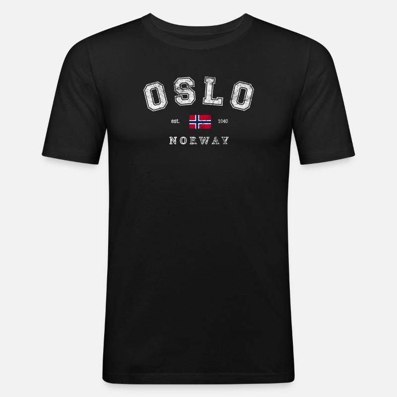 Oslo Norway - Männer Slim Fit T-Shirt - Schwarz