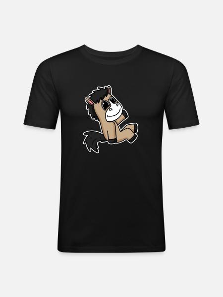 Pferd Pferde Hauspferd - Männer Slim Fit T-Shirt - Schwarz