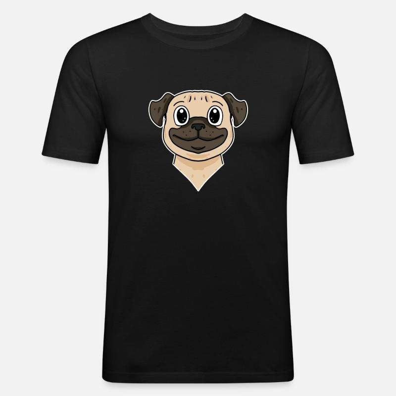 Hund Hunderasse Mops - Männer Slim Fit T-Shirt - Schwarz