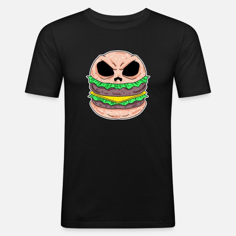Schädel Burger - Männer Slim Fit T-Shirt - Schwarz