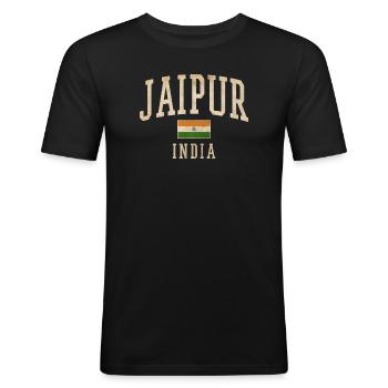 Jaipur India Vintage Druck - Männer Slim Fit T-Shirt - Schwarz - Vorne - Nik (191cm)