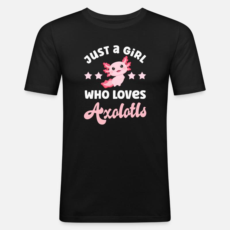 Axolotl - Männer Slim Fit T-Shirt - Schwarz