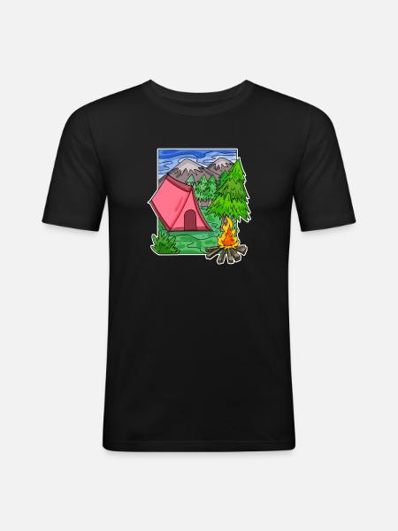 Camping Camping Motif - Men's Slim Fit T-Shirt - black