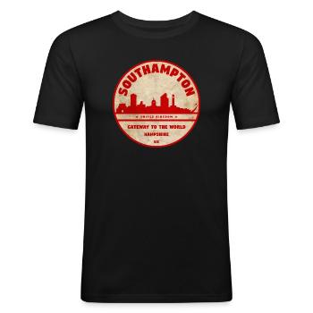 Southampton Skyline Badge - Men's Slim Fit T-Shirt - black - Front - Nik (191cm)