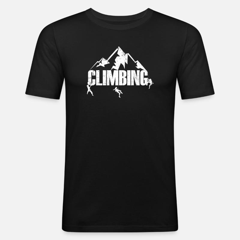 Gipfel-Emblem beim Klettern - Männer Slim Fit T-Shirt - Schwarz