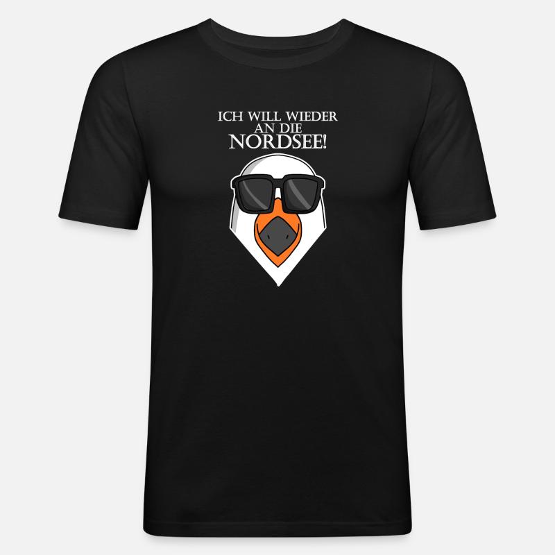 Nordsee Plattdeutsch Spruch Moin Möwe - Männer Slim Fit T-Shirt - Schwarz