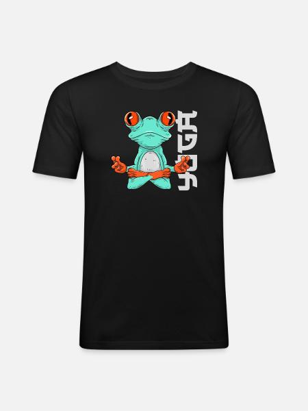 Frosch Yoga - Männer Slim Fit T-Shirt - Schwarz