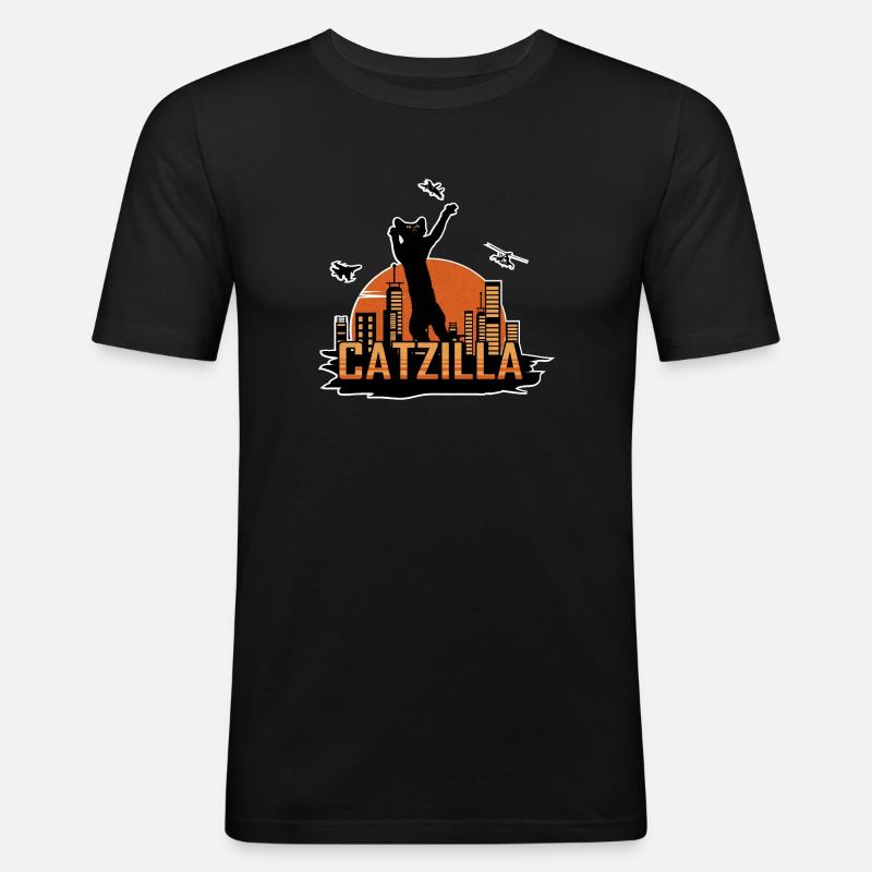 Catzilla - Männer Slim Fit T-Shirt - Schwarz