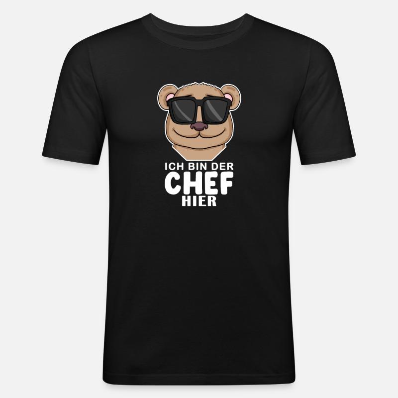 Cool Bär Chef Spruch - Männer Slim Fit T-Shirt - Schwarz