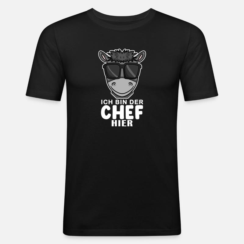 Cool Esel Chef Spruch - Männer Slim Fit T-Shirt - Schwarz