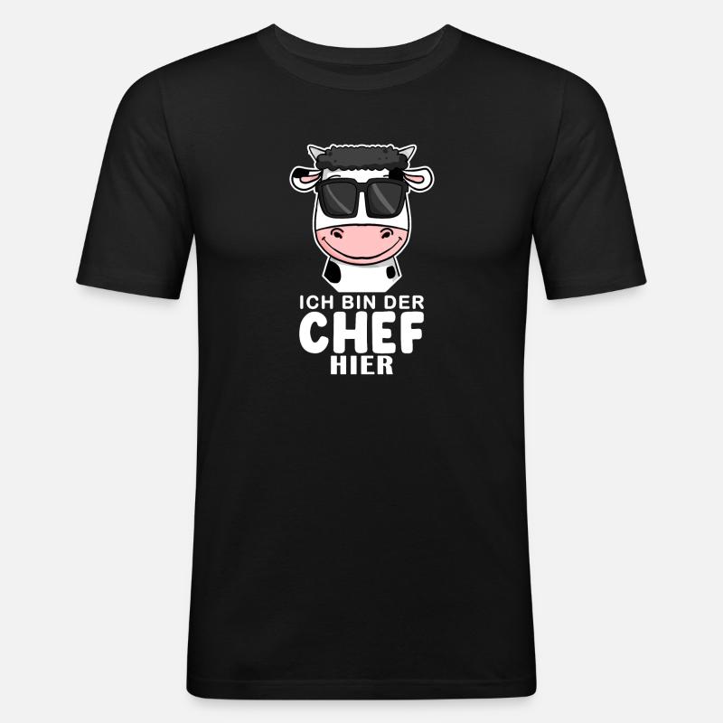 Cool Kuh Chef Spruch - Männer Slim Fit T-Shirt - Schwarz