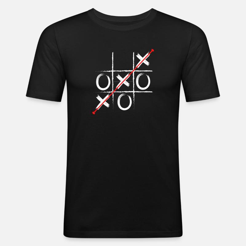 Tic Tac Diagonal Red - Men's Slim Fit T-Shirt - black