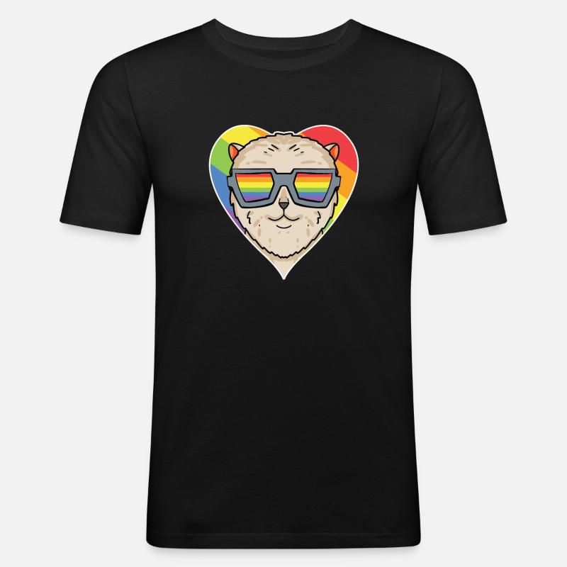 Regenbogen - Hund mit Brille - Zwergspitz - Männer Slim Fit T-Shirt - Schwarz