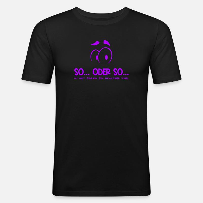 So...Oder So: Hässlicher Vogel - Lila - Männer Slim Fit T-Shirt - Schwarz