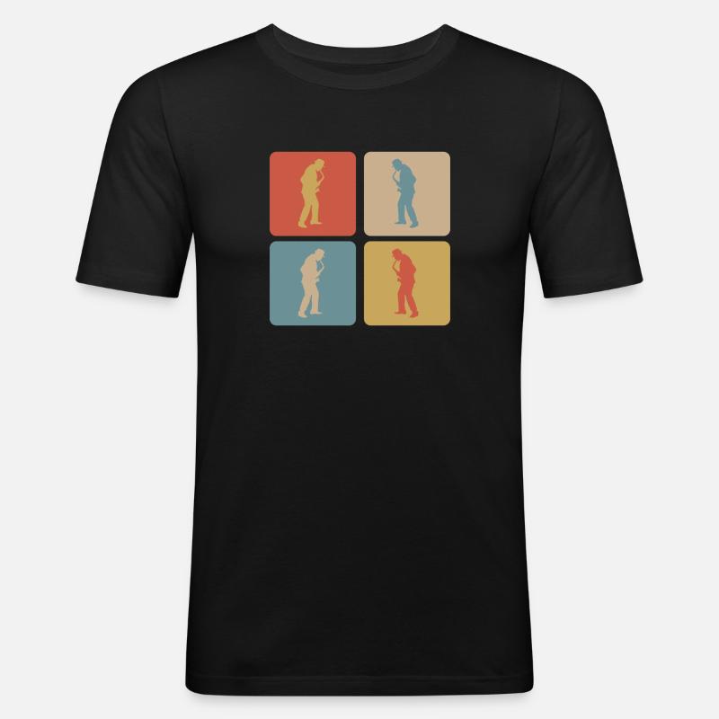 Saxophone Design - Männer Slim Fit T-Shirt - Schwarz