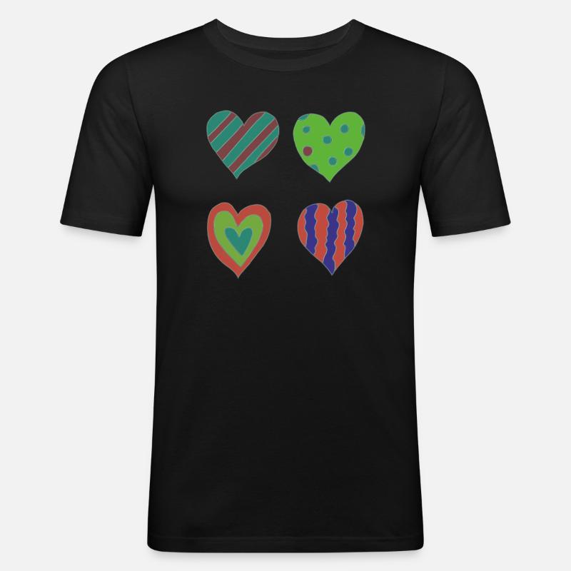 herzen variation - Männer Slim Fit T-Shirt - Schwarz