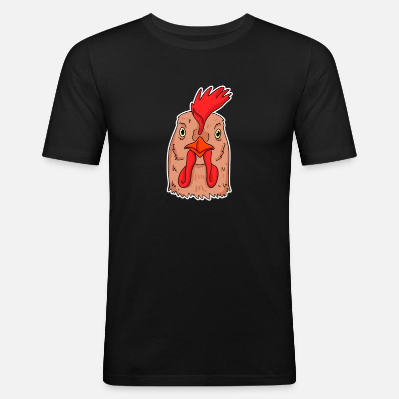 Huhn Kopf - Männer Slim Fit T-Shirt - Schwarz