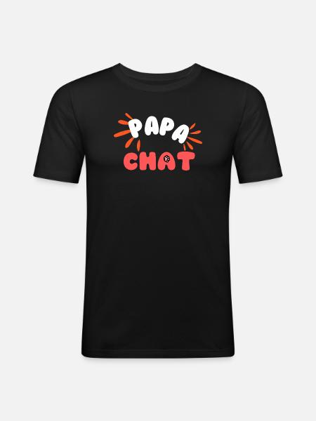 Papa Chat: Logo Amical et Pattes - T-shirt près du corps Homme - noir