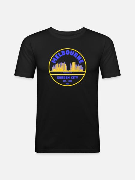 Melbourne Gartenstadt Skyline - Männer Slim Fit T-Shirt - Schwarz